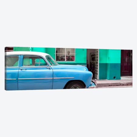 Vintage Blue Car of Havana Canvas Print #PHD364} by Philippe Hugonnard Canvas Wall Art