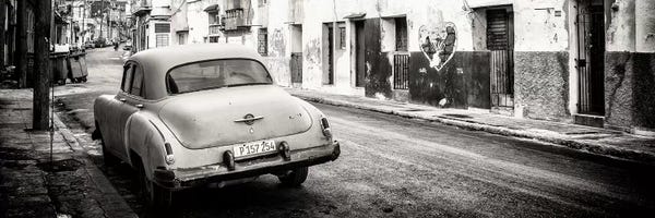 Cuba: Classic Car in Havana in B&W by Philippe Hugonnard