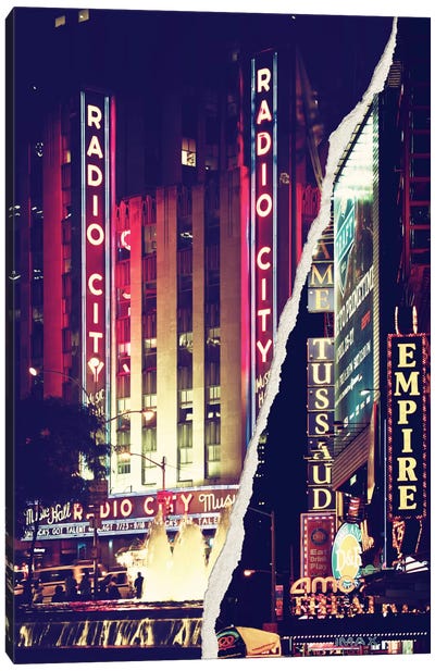 Times Square Theater District Canvas Art Print - Dual Torn