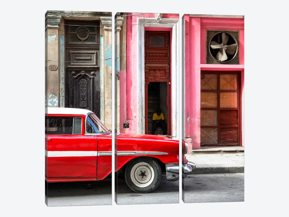 Old Classic American Red Car by Philippe Hugonnard 3-piece Canvas Print