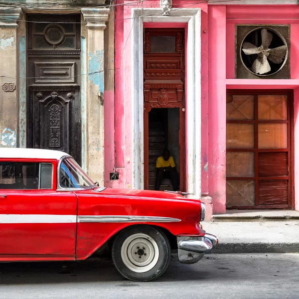 Caribbean: Old Classic American Red Car by Philippe Hugonnard