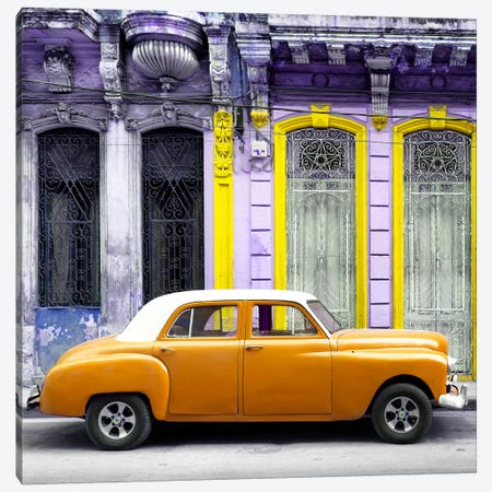 Orange Vintage Car in Havana Canvas Print #PHD375} by Philippe Hugonnard Canvas Print