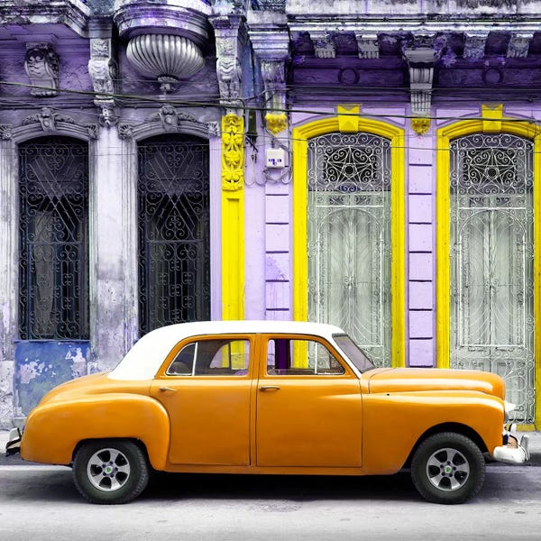 Caribbean: Orange Vintage Car in Havana by Philippe Hugonnard