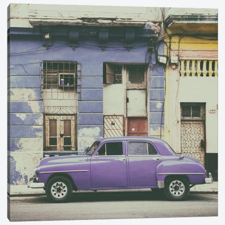 Purple Vintage American Car in Havana Canvas Print #PHD376} by Philippe Hugonnard Canvas Print