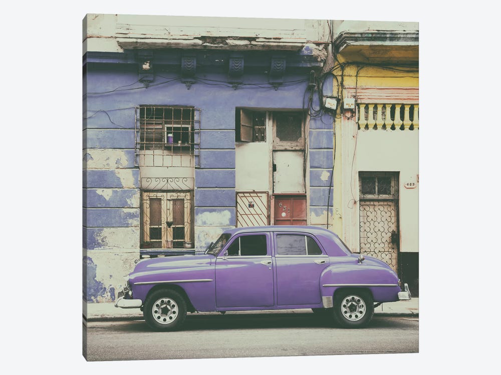 Purple Vintage American Car in Havana by Philippe Hugonnard 1-piece Canvas Print