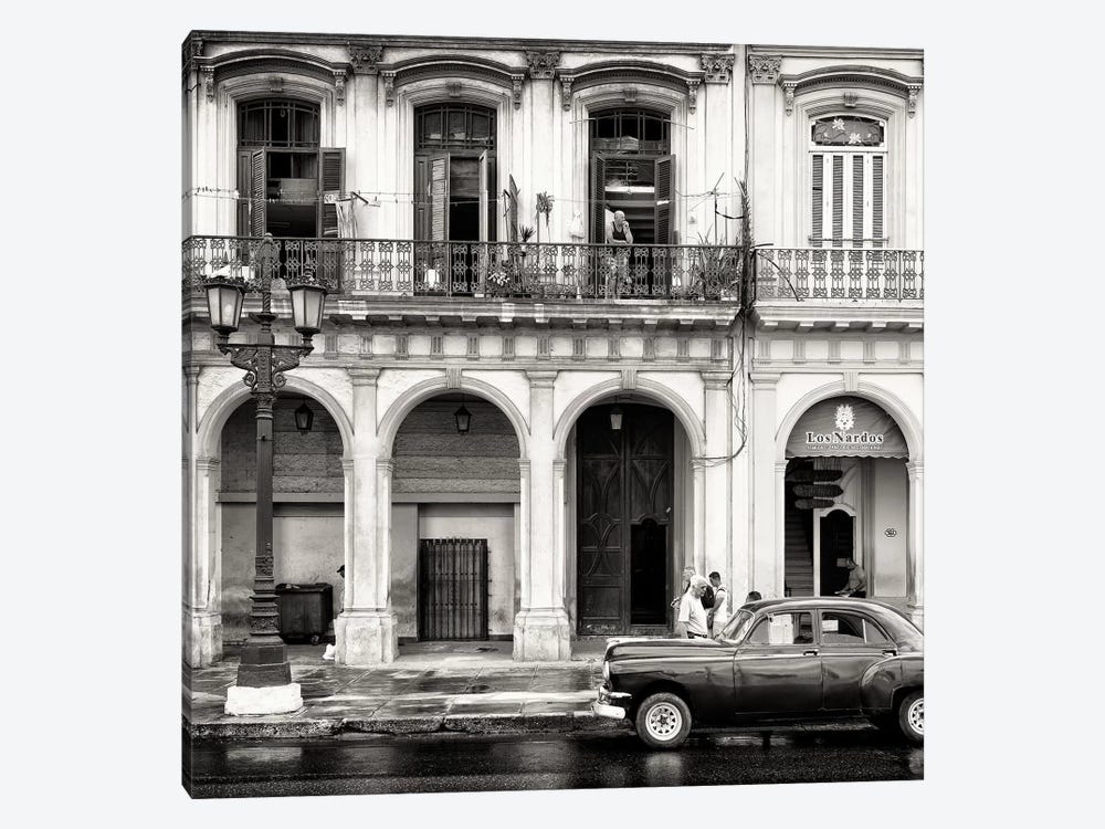 Colorful Architecture and Black Classic Car in B&W by Philippe Hugonnard 1-piece Canvas Artwork