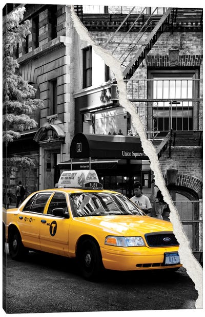 Yellow Cab Canvas Art Print - Dual Torn