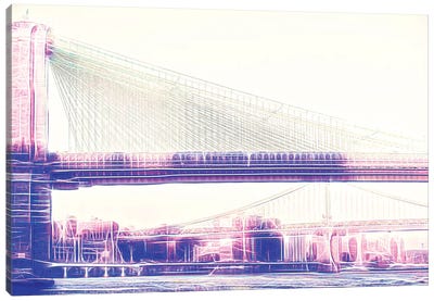 Brooklyn Bridge Canvas Art Print - Rose Quartz & Serenity