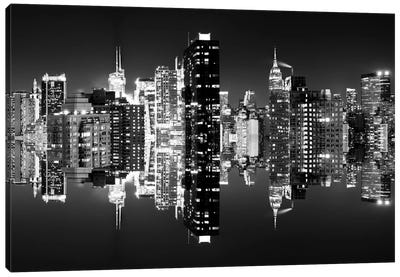 Manhattan Skyline - BW Canvas Art Print - Double Exposure Photography