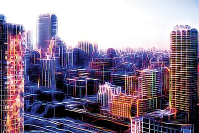 Digital Buildings by Philippe Hugonnard multi panel art