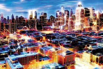 Electric Storm At Night by Philippe Hugonnard multi panel art