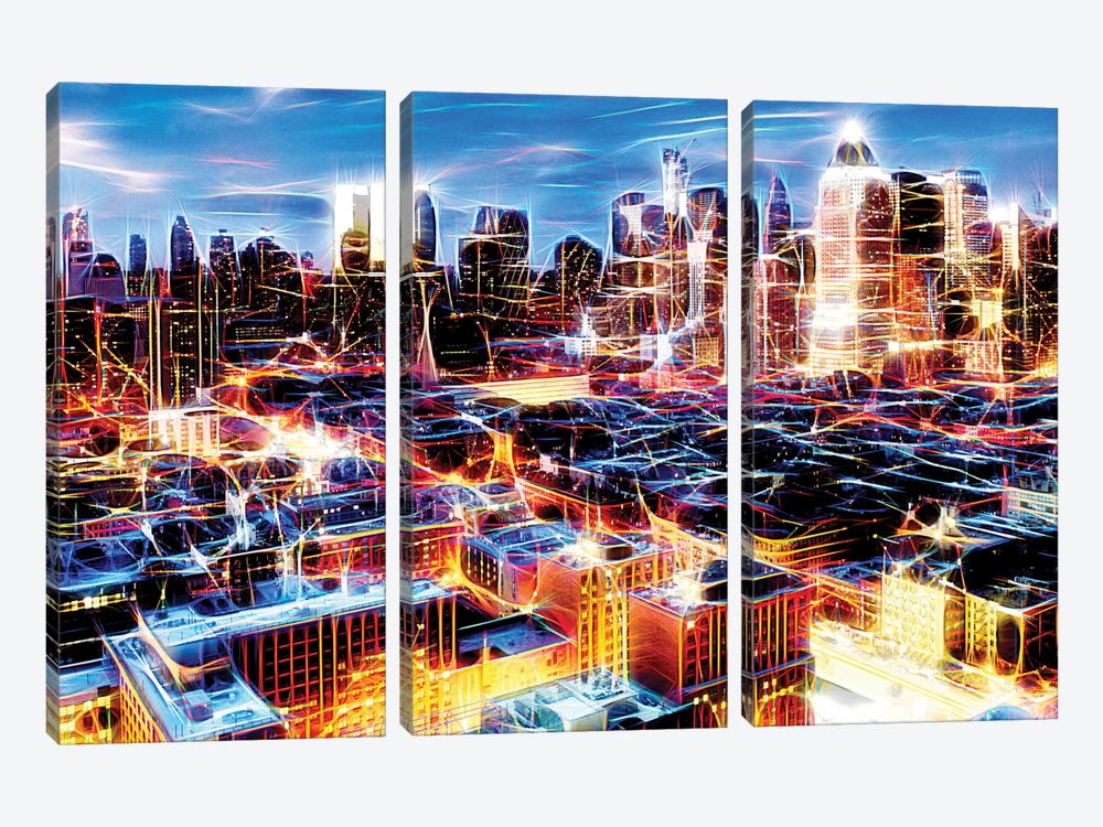 Electric Storm At Night by Philippe Hugonnard 3-piece Canvas Art