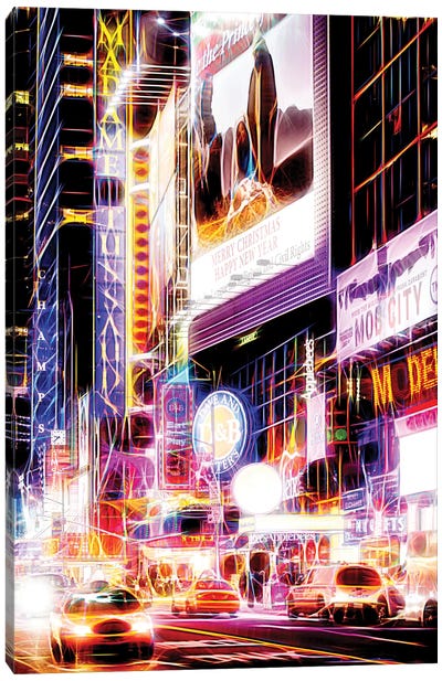 Flashing Neon Lights Canvas Art Print - Manhattan Shine