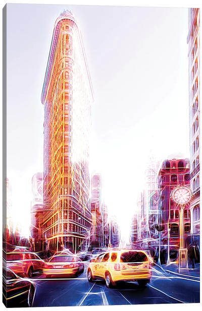 Flatiron Taxis Canvas Art Print - Manhattan Shine