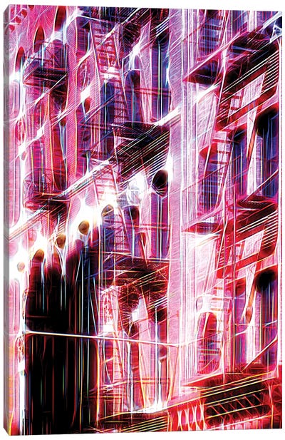 Red Facade Canvas Art Print - Manhattan Shine