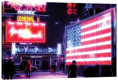 US Flag Canvas Art Print - Times Square