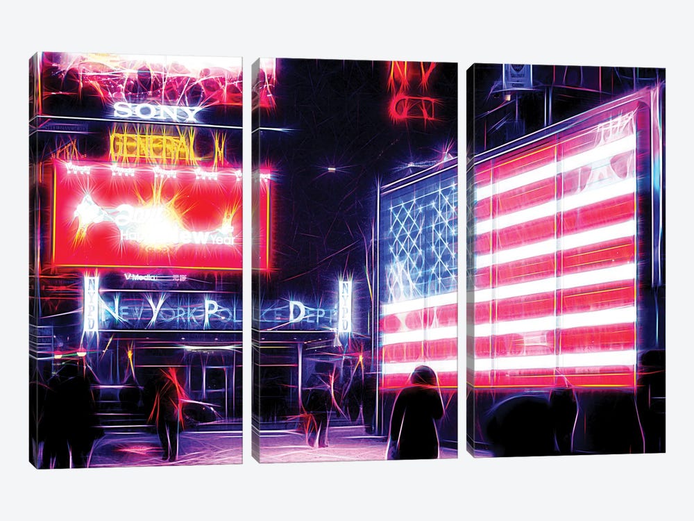 US Flag by Philippe Hugonnard 3-piece Canvas Wall Art