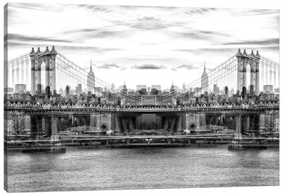 Manhattan Bridge - BW Canvas Art Print - NYC Reflections