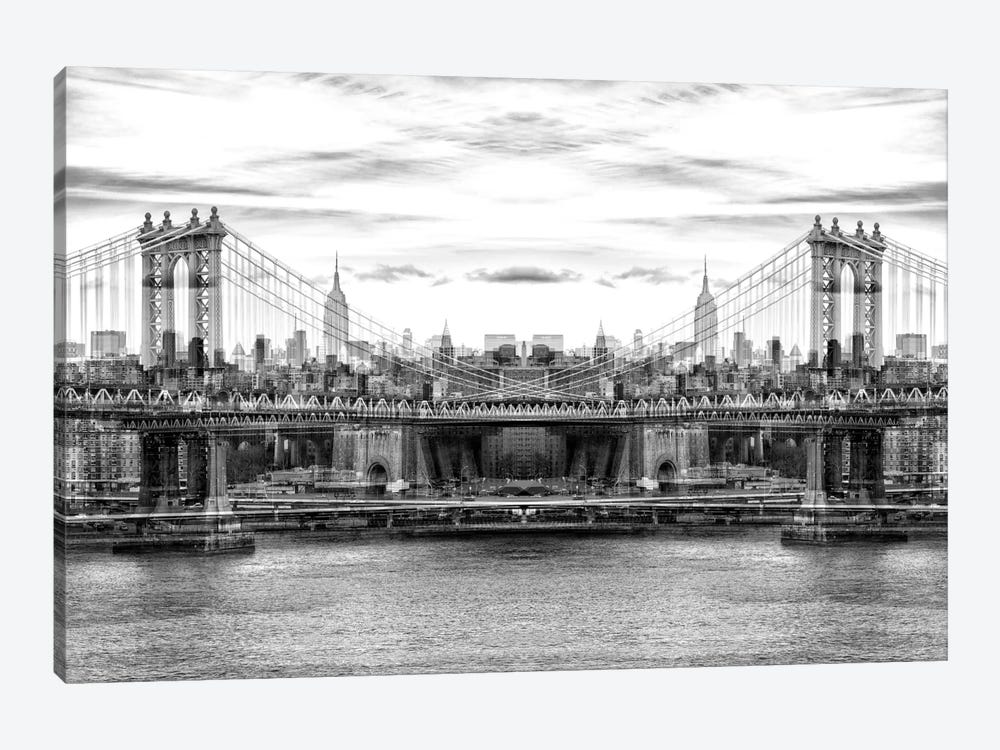 Manhattan Bridge - BW by Philippe Hugonnard 1-piece Canvas Artwork