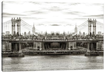 Manhattan Bridge Canvas Art Print - Double Exposure Photography