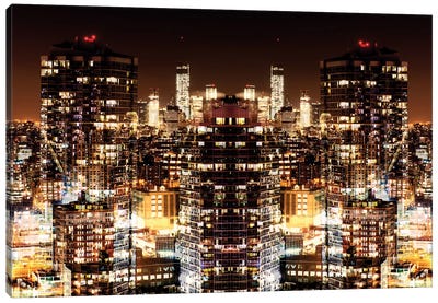 Manhattan Night Canvas Art Print - NYC Reflections