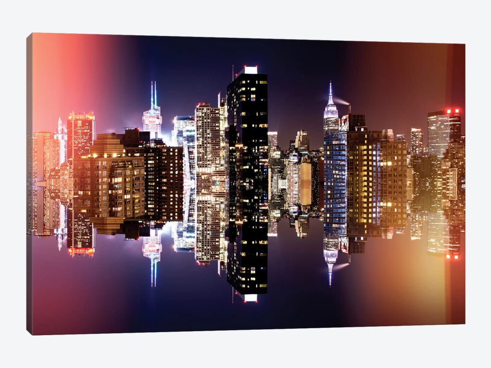 Manhattan Skyline - Colors Night by Philippe Hugonnard 1-piece Canvas Wall Art