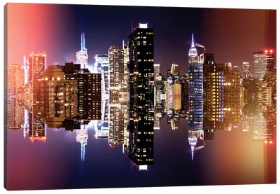 Manhattan Skyline - Colors Night Canvas Art Print