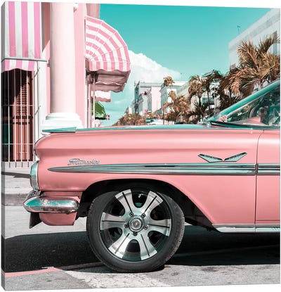 Vintage Pink Car Canvas Art Print - Cuba Fuerte