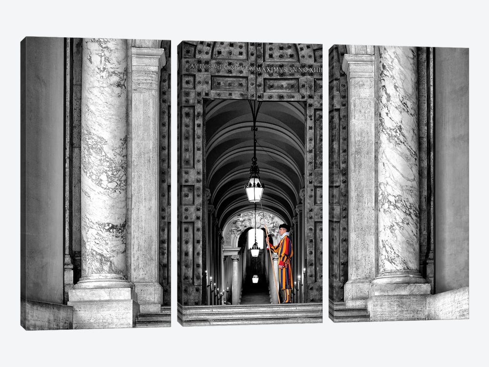 The Swiss Guard In Black & White by Philippe Hugonnard 3-piece Canvas Wall Art