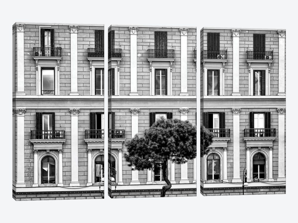 Building Facade In Black & White by Philippe Hugonnard 3-piece Canvas Print