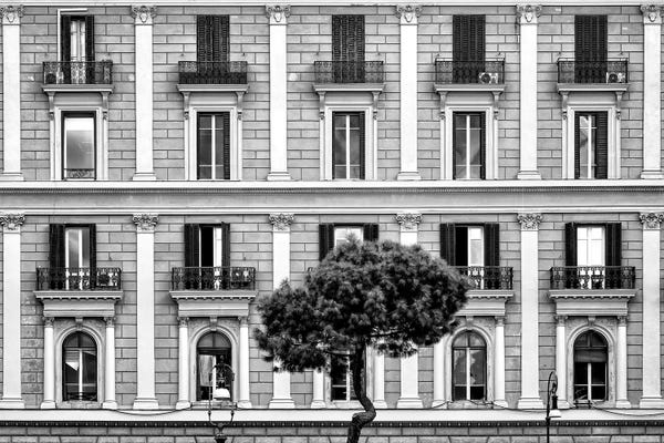 Lazio: Building Facade In Black & White by Philippe Hugonnard