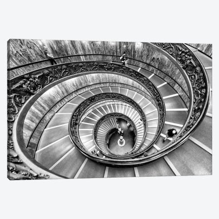 Spiral Staircase In Black & White Canvas Print #PHD506} by Philippe Hugonnard Canvas Artwork