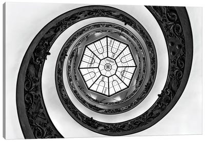 Hypnotic Staircase In Black & White Canvas Art Print - Rome Art