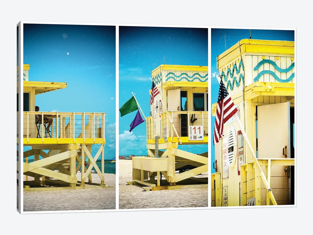 Miami Triptych - Coast Guard Beach House by Philippe Hugonnard 1-piece Canvas Artwork