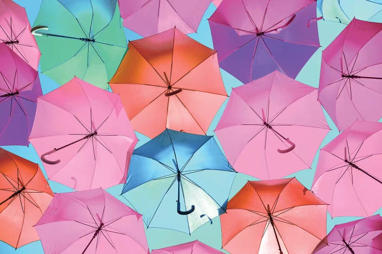 Colourful Umbrellas  - Light Pink by Philippe Hugonnard wall art