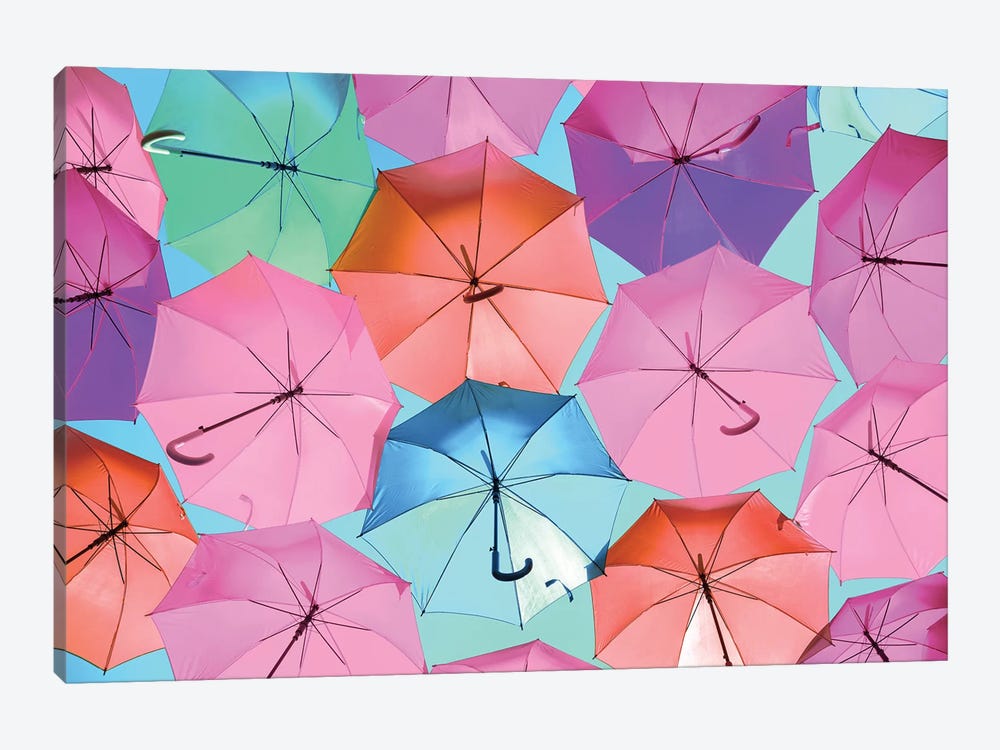 Colourful Umbrellas  - Light Pink by Philippe Hugonnard 1-piece Canvas Print
