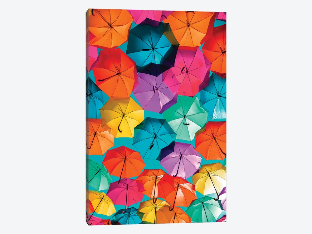 Colourful Umbrellas  - Turquoise Sky by Philippe Hugonnard 1-piece Canvas Art