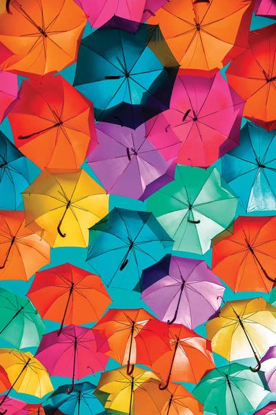 Colourful Umbrellas Turquoise Sky Ver. III