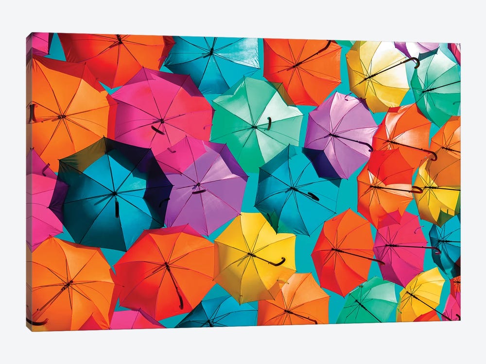 Colourful Umbrellas  - Turquoise Sky II by Philippe Hugonnard 1-piece Canvas Print