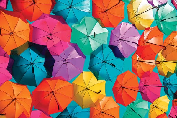 Spain: Colourful Umbrellas  - Turquoise Sky II by Philippe Hugonnard