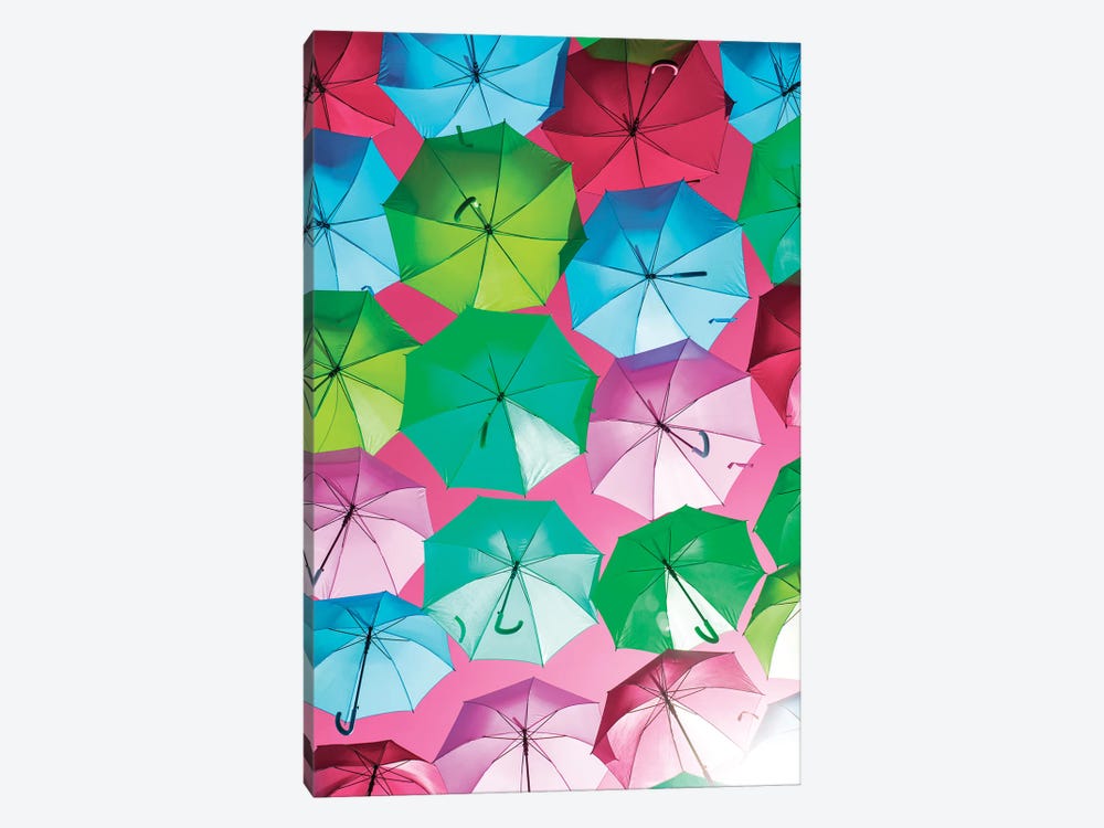 Colourful Umbrellas  - Pink Sky by Philippe Hugonnard 1-piece Canvas Print