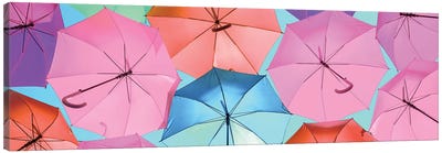 Colourful Umbrellas  - Light Blue Sky Canvas Art Print - Color Pop Photography