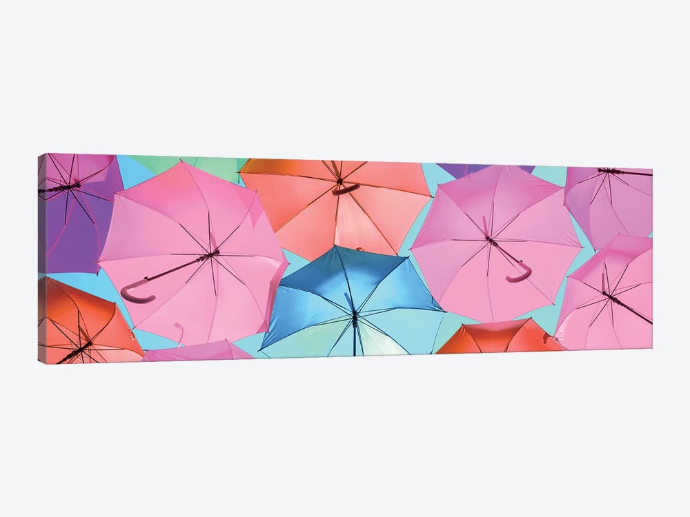 Colourful Umbrellas  - Light Blue Sky by Philippe Hugonnard 1-piece Canvas Artwork
