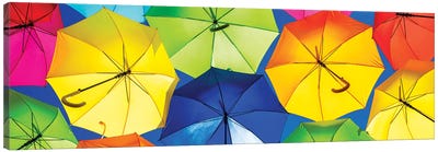 Colourful Umbrellas  - Dark Blue Sky Canvas Art Print - Color Pop Photography