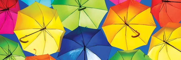 Spain: Colourful Umbrellas  - Dark Blue Sky by Philippe Hugonnard