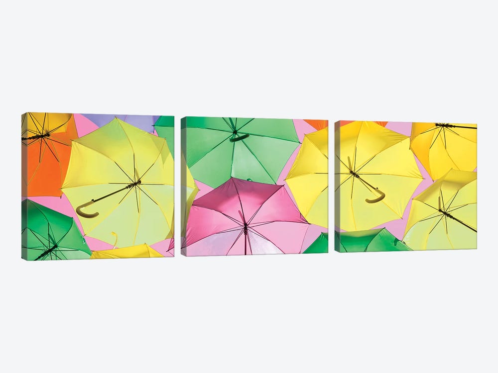 Colourful Umbrellas  - Light Pink Sky by Philippe Hugonnard 3-piece Canvas Art Print