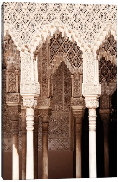 Arabic Arches in Alhambra Canvas Art Print - Famous Palaces & Residences
