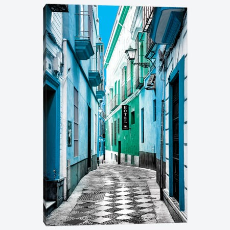 Colourful Pedestrian Street in Seville II Canvas Print #PHD545} by Philippe Hugonnard Canvas Artwork