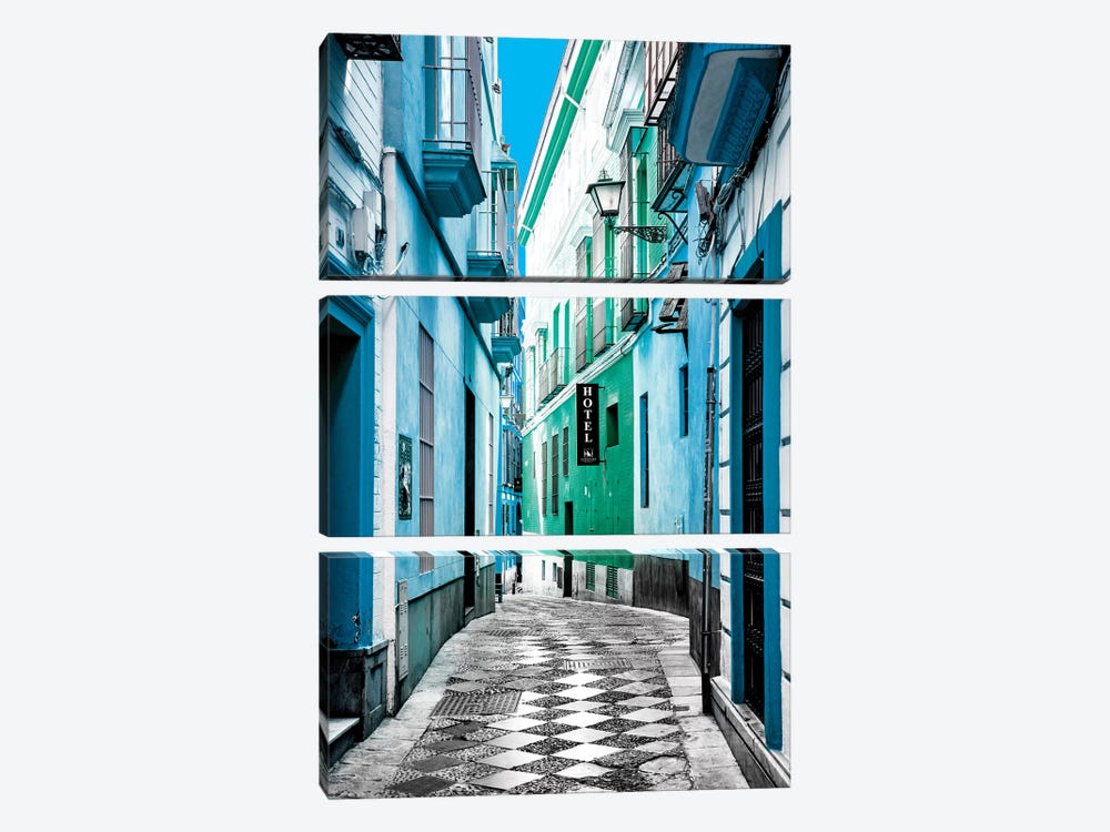 Colourful Pedestrian Street in Seville II by Philippe Hugonnard 3-piece Canvas Print