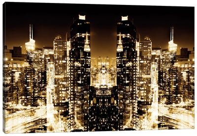 Skyline at Golden Night Canvas Art Print - NYC Reflections